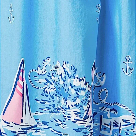 Lilly Pulitzer Charlese Cotton Halter Midi Dress in Lunar Blue NWT - Size 6 - Picture 6 of 9